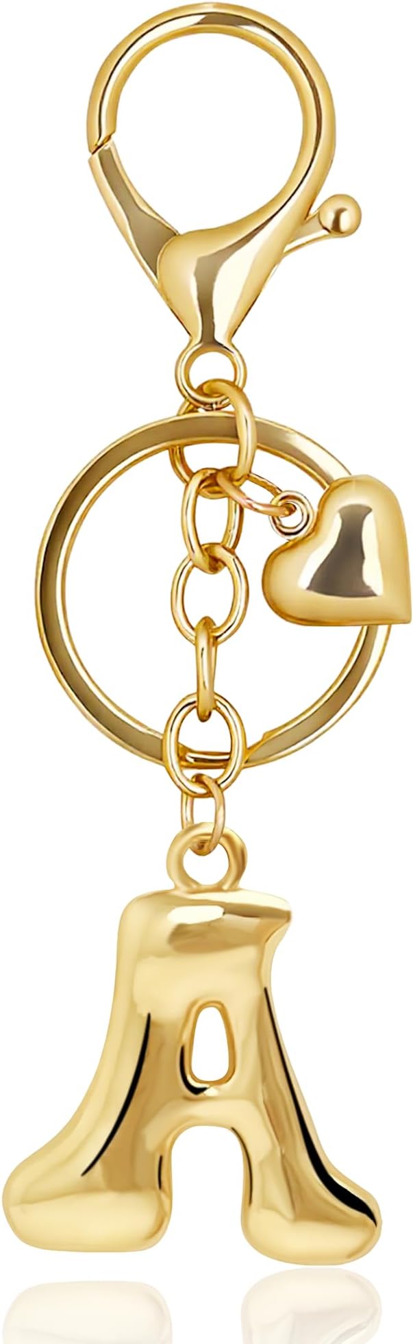 Gold Bubble Heart, Cherry, Bow & More Designs Letter Initial Keychain Bag Charms – Cute Purse Charms for Handbags