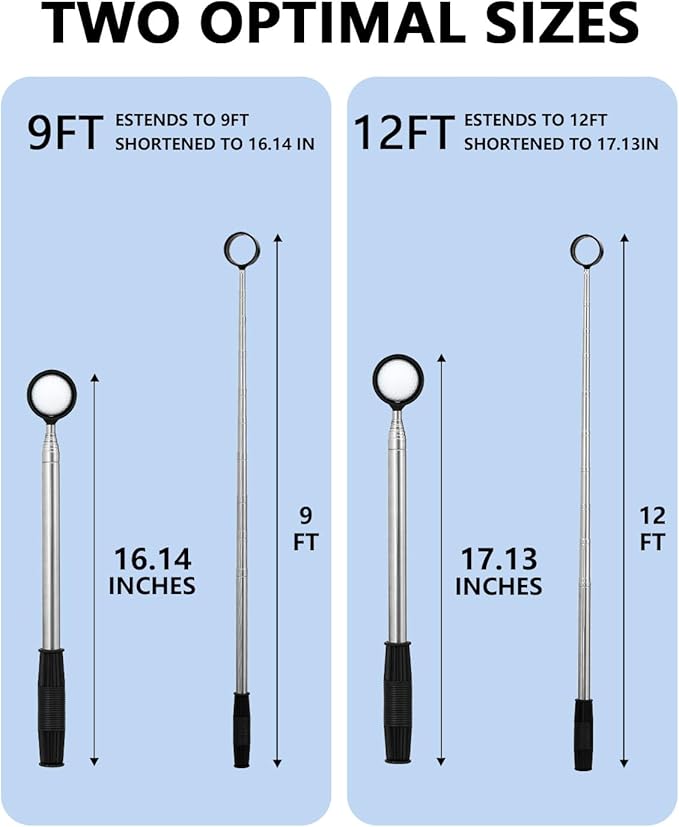 Telescopic Golf Ball Retriever (9/12ft) | Picker Upper Tool | Premium Stainless Steel & Double-Sided Head