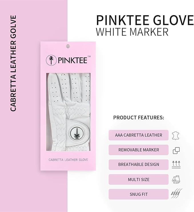 Swig Sip Womens Cabretta Leather Golf Glove Left Hand All-Weather Breathable Design with Ball Marker Ladies Golf Gloves for Training & Golfing