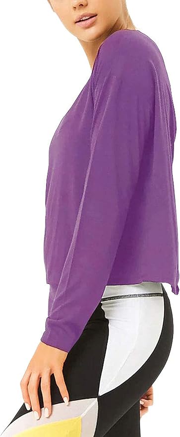 Bestisun Long Sleeve Workout Shirts Yoga Dance Tops Open Back Athletic Clothes for Women