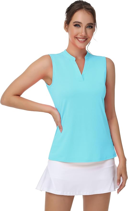 Womens Sleeveless Golf Polo Shirts Lightweight Tennis Sport Tops