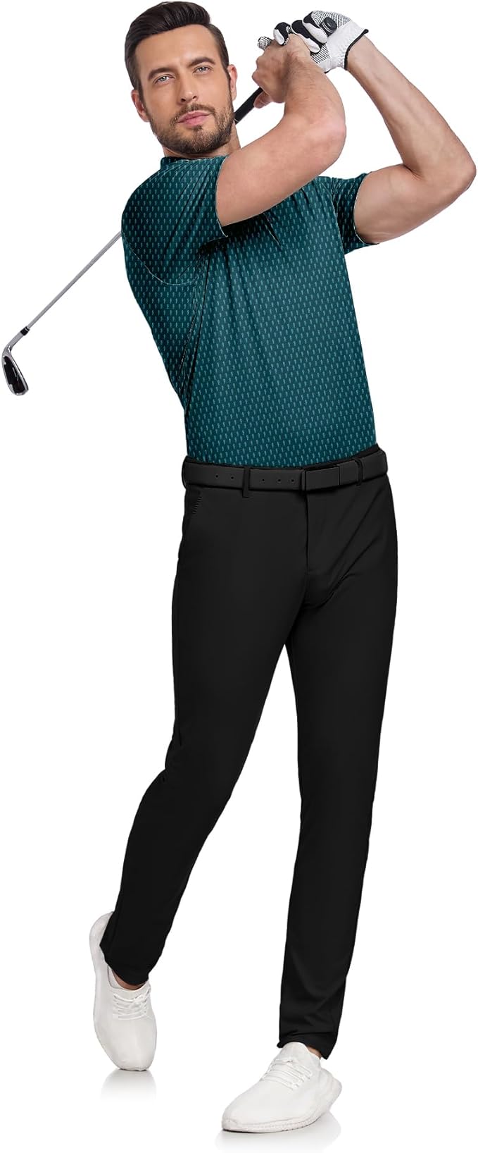 JACKETOWN Mens Polo Shirts Short Sleeve Print Dry Fit Performance Moisture Wicking Casual Collared Golf Shirts