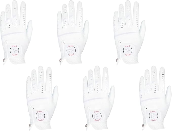 Women's Golf Glove Microfiber with Colorful Cabretta Leather Six Pack(Left is Wear On Left Hands,Right is Wear On Right Hands) Four Colors White/Sky/Orange/Red