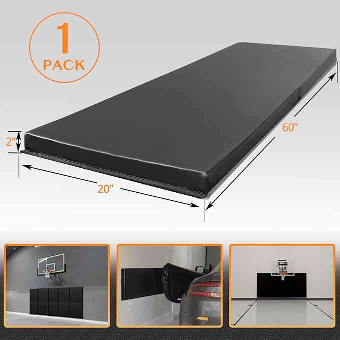 PROGOAL Gym Wall Paddings Basketball Court Wall Protection Pad - 2”Thick Foam Wall Mat Durable Protector for Wall-Mounted Basketball Hoops Garage Taekwondo（60" Lx20 W）