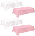 4 Pack Pink Bow Tablecloth, Coquette Birthday Decorations, Bow Disposable Table Cover for Wedding Engagement Bridal Birthday Decorations, 54 x 108 Inch