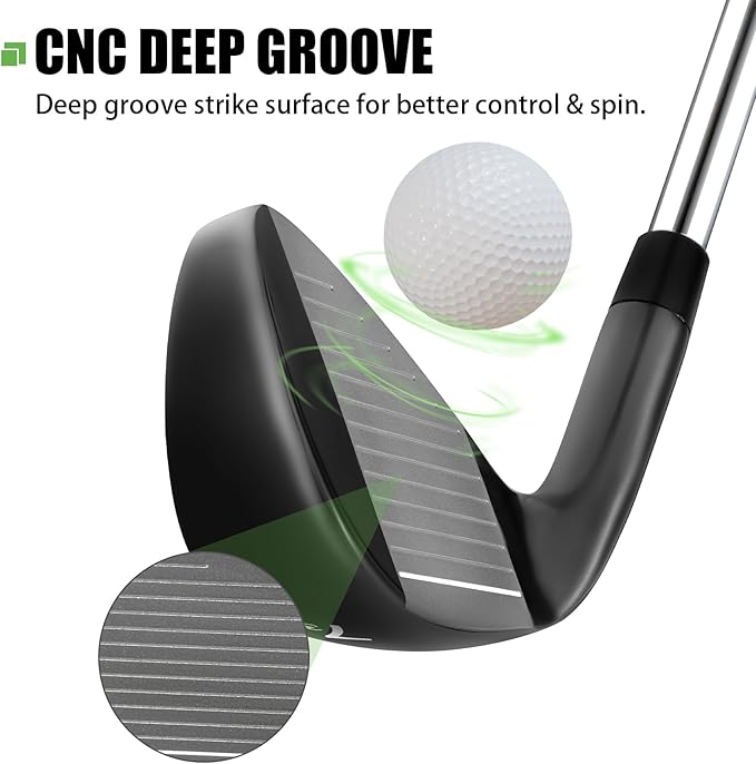 MAZEL Men Golf Iron Set (9PCS) or 1,2,3,4,5,6,7,8,9,Pitching Wedge,Sand Wedge with Steel Shafts for Right Handed Golfers