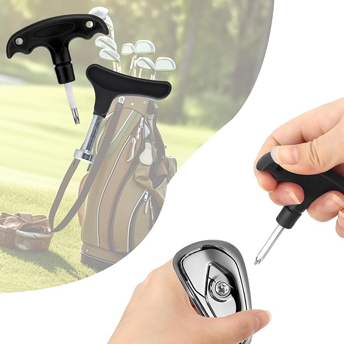 Golf Spike Tool, Stainless Steel Multi Function Golf Shoe Spikes Replacements, Comfortable Grip, Universal Shoe Spike Replacement Tool (with Club Wrench)