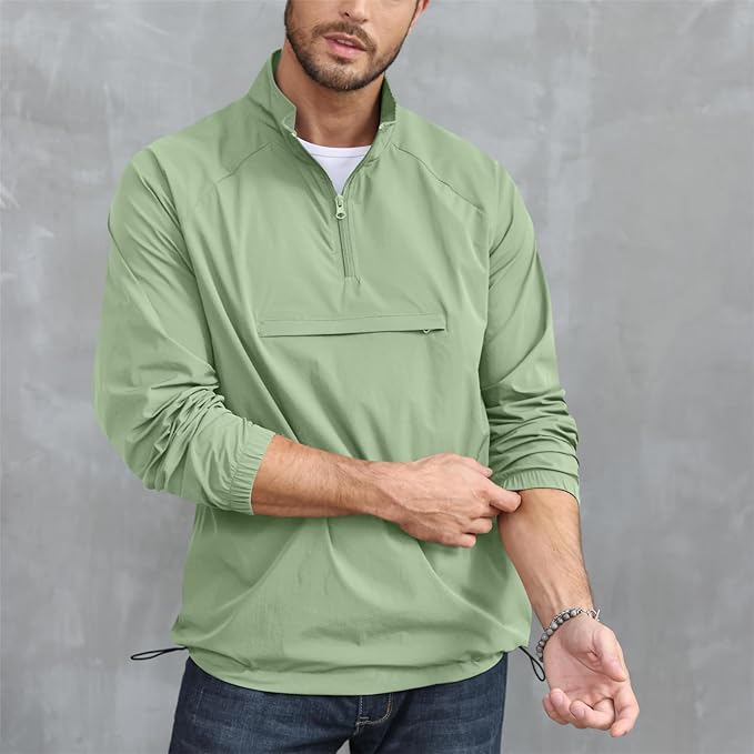 Opomelo Men's Athletic Quarter Zip Pullover Golf Hiking Running Lightweight Jacket Workout Sweatshirt With Pocket