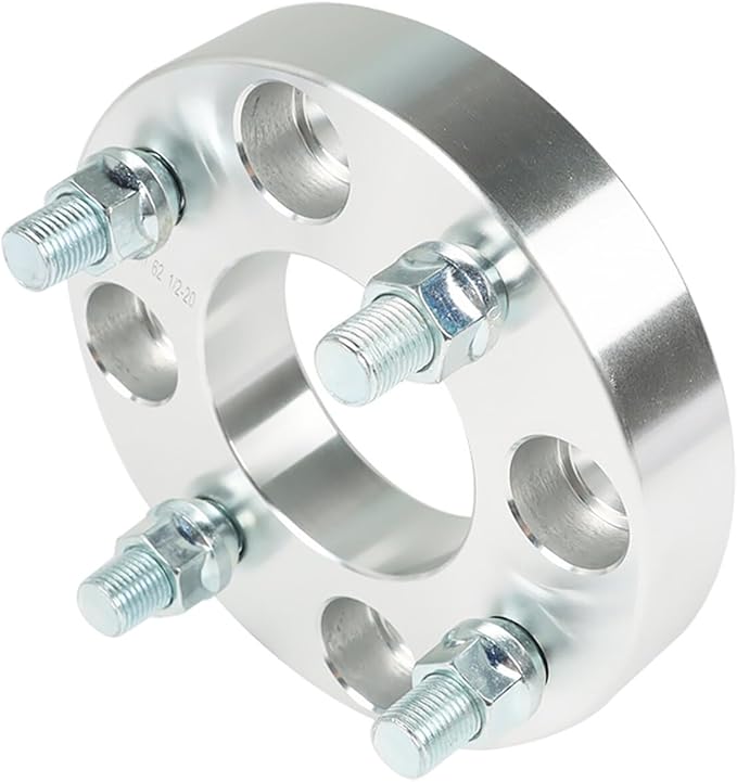WFLNHB 2pcs Golf Cart Wheel Spacers 1 inch 4x101.6mm Hub Bore: 62mm Thread Size: 1/2x20 Silver Replacement for Golf Carts