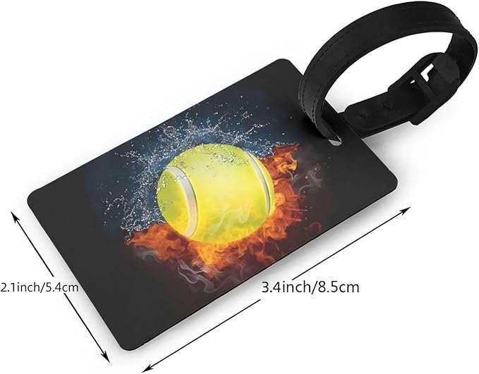 Water Fire Tennis Ball Luggage Tag Suitcase Identify Labels Personalized Travel Bag Tag 2.5X4.1Inch