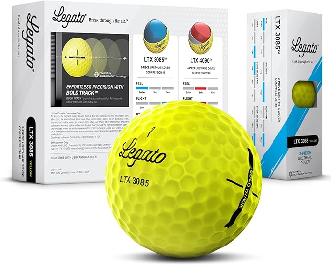 Legato Golf Balls LTX3085 | Maximized Distance with Soft Feel | 3 Piece | Urethane Cover | 85 Compression