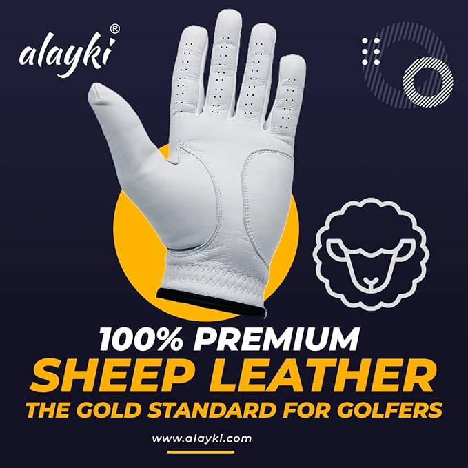 Birdie Premium Golf Glove for Left Hand - 100% Natural Sheep Leather - Superior Grip & Comfort - Lightweight, Breathable, Durable for Men & Women Golfers