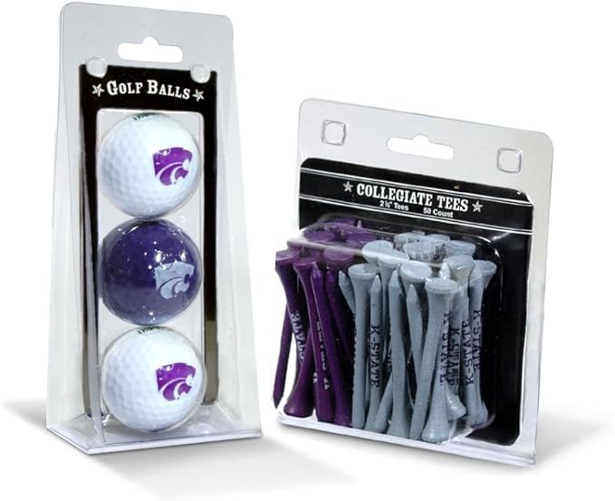 Team Golf NCAA Logo Imprinted Golf Balls (3 Count) & 2-3/4" Regulation Golf Tees (50 Count), Multi Colored
