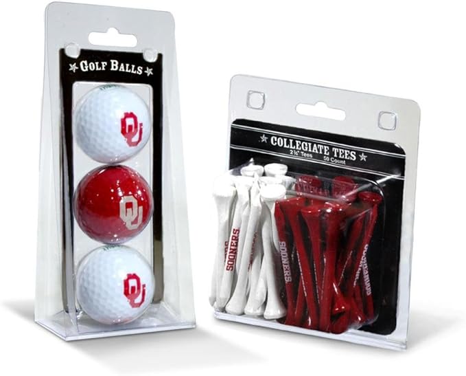 Team Golf NCAA Logo Imprinted Golf Balls (3 Count) & 2-3/4" Regulation Golf Tees (50 Count), Multi Colored