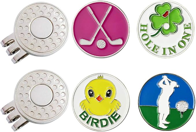 Golf Ball Markers with Hat Clips Value Sets for Men Women Golfer, Removable Attaches Easily to Golf Cap Premium Gifts (Mixed 4 Ball Markers)