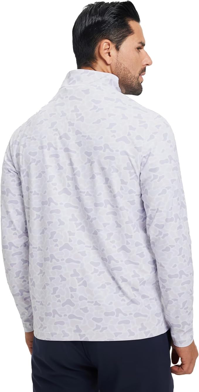 M MAELREG Quarter Zip Golf Pullover Men Dry Fit Long Sleeve Performance Wicking 1/4 Zip Full Print Pullover Mens Sweatshirt