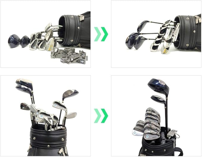 SwingSwing Premium Golf Club Holder Club Organizing Clips | 14 Clips Set with Identifying Numbered Stickers | Swivel Action Golf Club Clips for Golf Bags | Club Damage Protection, Grey