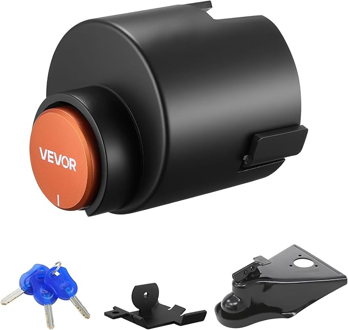 VEVOR Trailer Lock, Fits 2-5/16-Inch Airstream Couplers, Heavy Duty Hitch Lock with 3 Keys Secures Security Chains, Rust-Resistant, Anti-Theft Trailer Tongue Locks for RV, Trailer, and Boat
