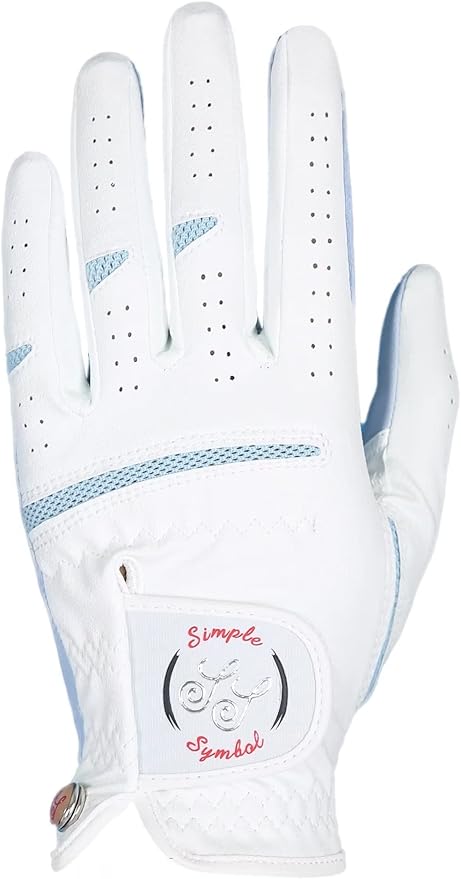 Women's Golf Glove Microfiber with Colorful Cabretta Leather Six Pack(Left is Wear On Left Hands,Right is Wear On Right Hands) Four Colors White/Sky/Orange/Red