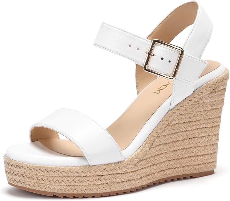 VICKI·VICKI Wedges for Women Platform Sandals Wedge Heels for Sandals Comfortable Summer Espadrille Shoes Ankle Strap&Open Toe