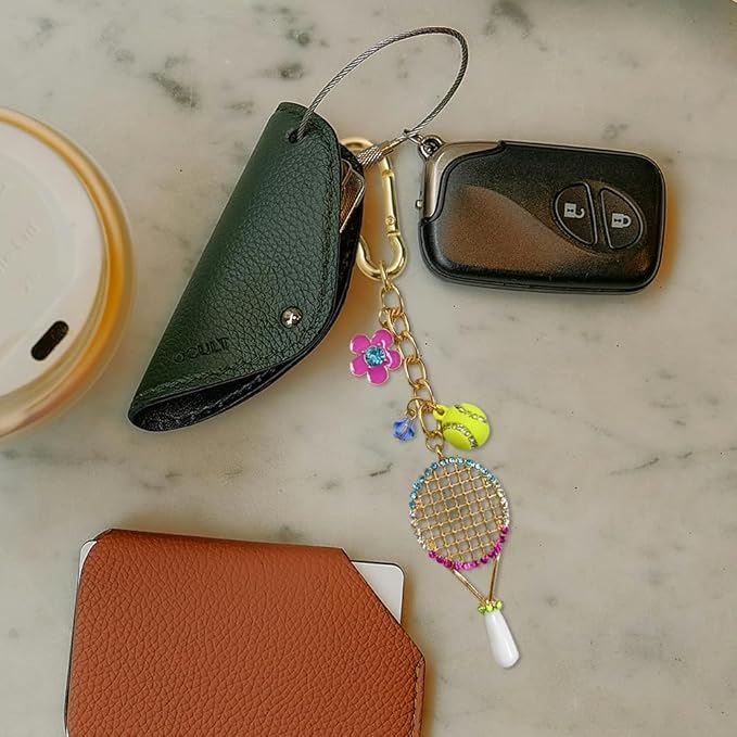 Madison Tyler Western Cowboy Boots Cherry Bow Bubble Tea Strawberry Cute Keychain | Bag Charms for Handbags Purse Charms