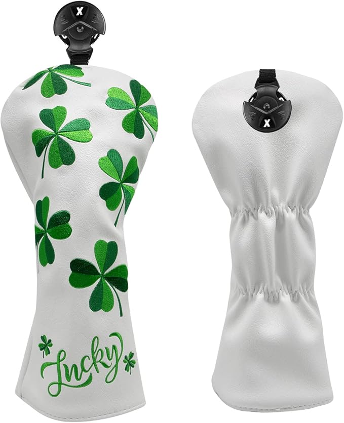 Golf Headcovers Live Lucky Golf Driver Covers Advanced Embroidery Fairway Wood Covers Hybrid Covers Mallet Blade Putter Head Covers Premium Leather Shamrock Golf Club Covers