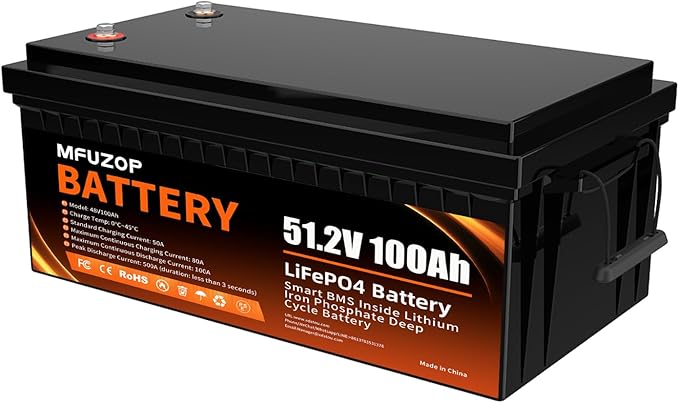48V Lithium Battery for Golf Cart, 48V 100Ah LiFePO4 Battery with 100A Smart BMS, 5.12kWh Capacity, 15000+ Cycles Deep Cycle, Perfect Golf Cart Batteries for Solar, RV and Off-Grid Use