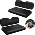 4PCS Golf Cart Seat Covers Compatible with EZGO TXT 1994-2013 Front & Aftermarket Rear Seat Kits | Waterproof Thickened PU Leather | No Staple Installation, Black