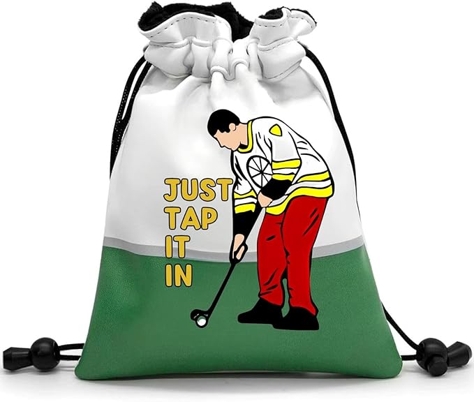 Artpreti Funny Golf Valuables Pouch,Golf Pouch Bag with Drawstrings Golf Tee Bag Pouch Leather Golf Tee Ball Bag for Men Women - Just Tap It in