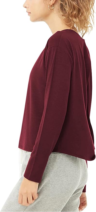 Bestisun Long Sleeve Workout Shirts Yoga Dance Tops Open Back Athletic Clothes for Women