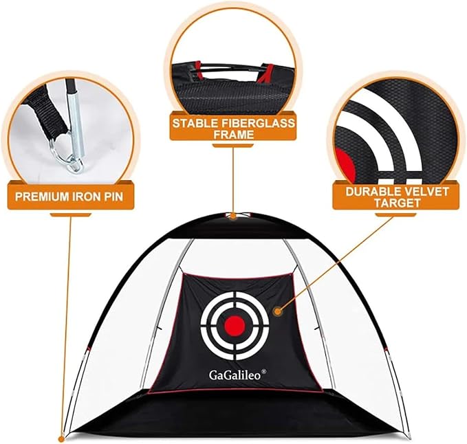 Gagalileo Golf Net: Backyard Practice Hitting Driving Training by Turf Mat Target Real Ball Indoor Outdoor Chipping Swing Gift for Golfers Dad Husband Men