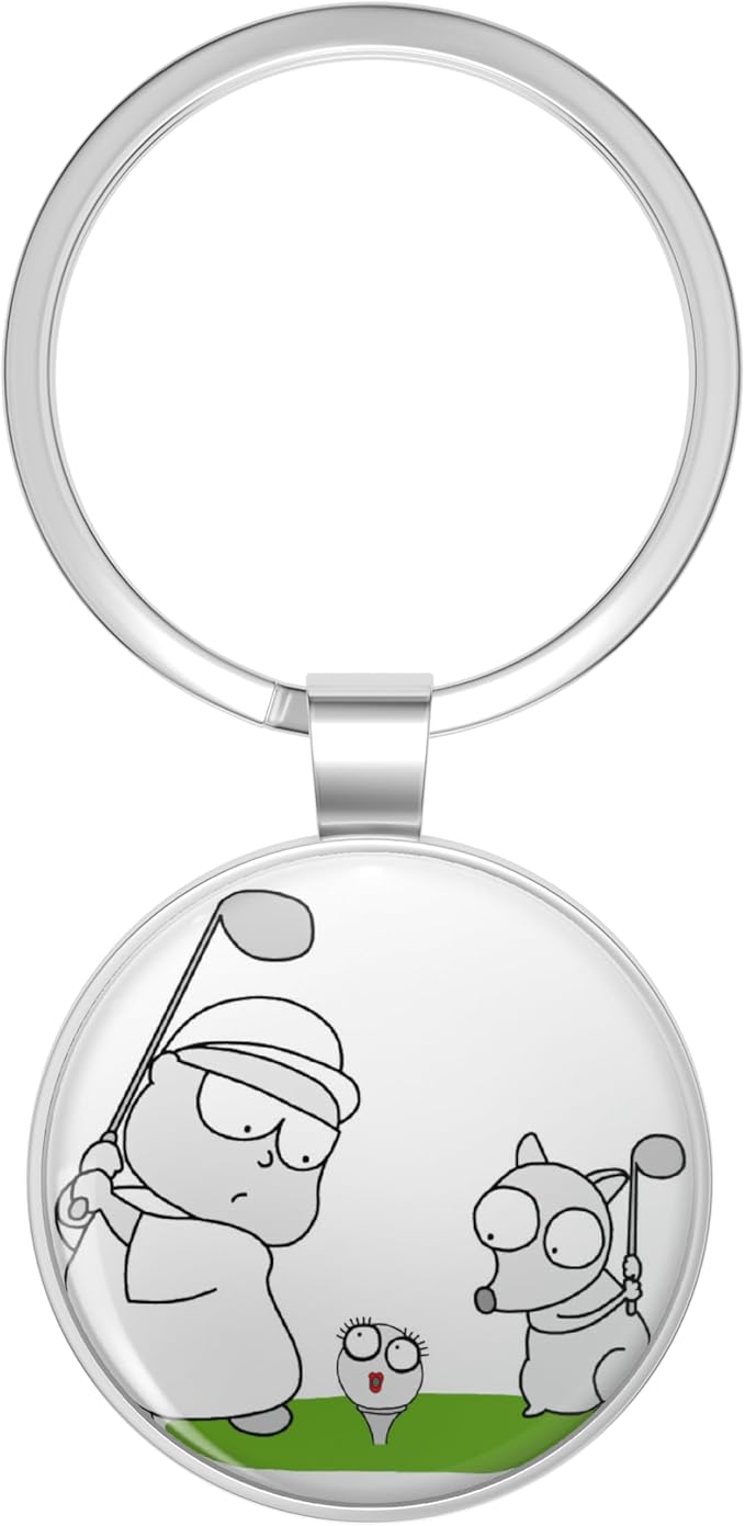 Lady Golf Ball Stainless Steel Keychain with Ring
