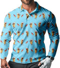 Men's Long Sleeve Golf Shirt Quick Dry 3 Button Work Fishing Outdoor Casual Collar Shirt
