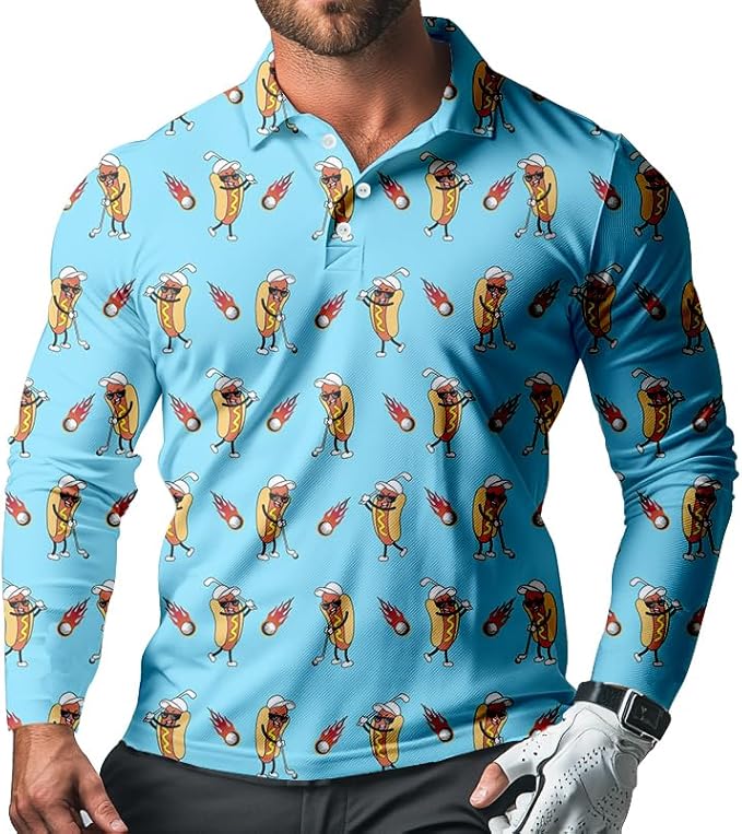 Men's Long Sleeve Golf Shirt Quick Dry 3 Button Work Fishing Outdoor Casual Collar Shirt