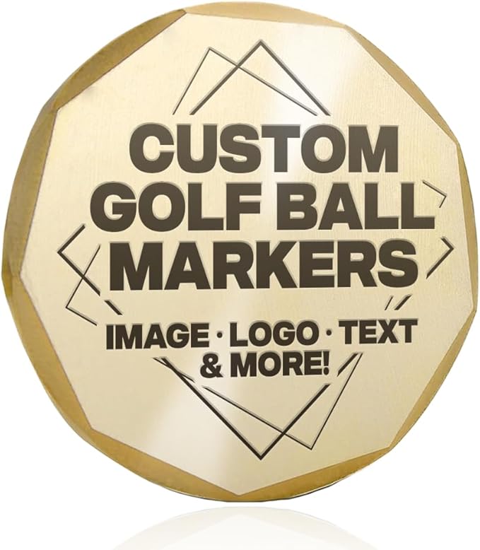 Genco Custom Laser Engraved Golf Ball Marker - Bevelled Milled Edge Golf Ball Markers - Fully Customizable with Custom Logos and Texts- Perfect Golf Accessories for Men