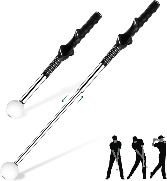 Telescopic Club, Retractable Golf Swing Training Aid with Golf Grip Trainer,Practice Golf Stick & Golf Swing Trainer for Warm-up/Indoor Practice/Strength & Tempo Training