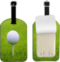 Golf Ball Luggage Tag for Suitcases,Green Grass Golf Course PU Leather Baggage Tags Bag Tags Travel Id Label for Luggage Women Men -1 Piece