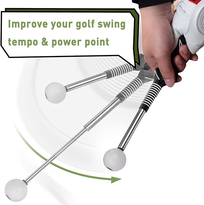 Retractable Golf Swing Training Aid, Golf Grip Trainer and Right-Handed Golf Training Aid for Chipping Hitting, Portable Grip Trainer with Click Feedback
