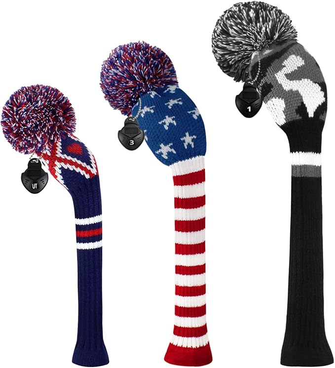 Scott Edward Knit Golf Head Covers for Woods Set of 3 Fits Well Driver(460cc) Fairway Wood and Hybrid(UT) The Perfect Change for Golf Bag