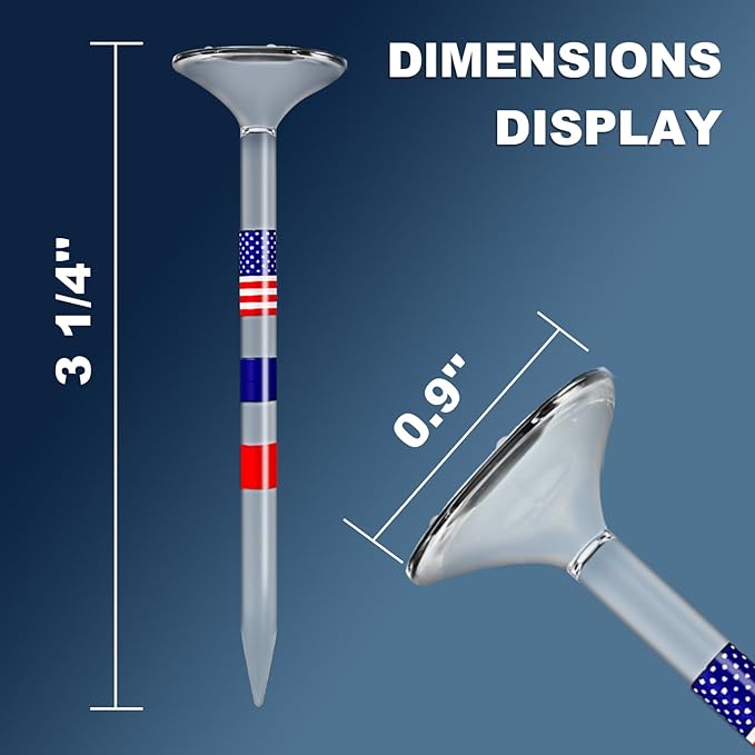 Premium Golf Tees, 3 1/4'' Unbreakable Transparent Plastic Golf Tees, Reduces Friction & Side Spin, Golf Accessories Gift for Men American Flag（50 Count）