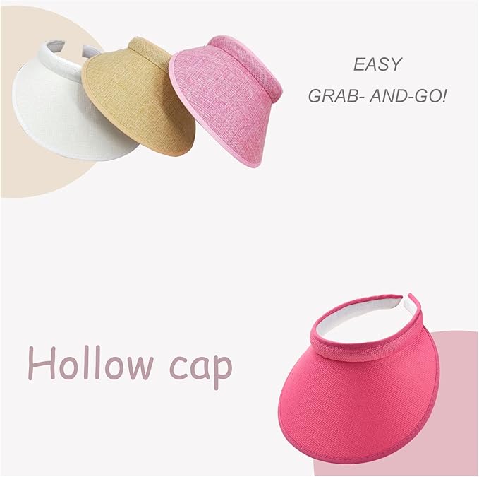 Cloth Covered Slip-On Visor for Women, Adjustable Cap Sports Sun Visors for Men