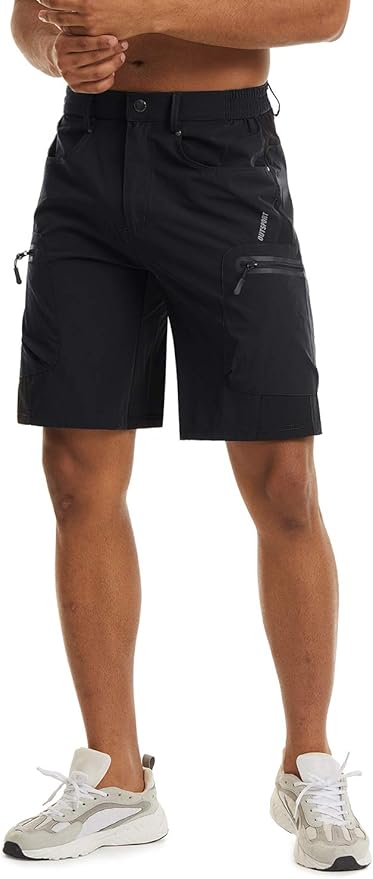 TACVASEN Men's Hiking Cargo Shorts 10" with Zipper Pockets Quick Dry Casual Stretch Golf Work Short Outdoor Summer