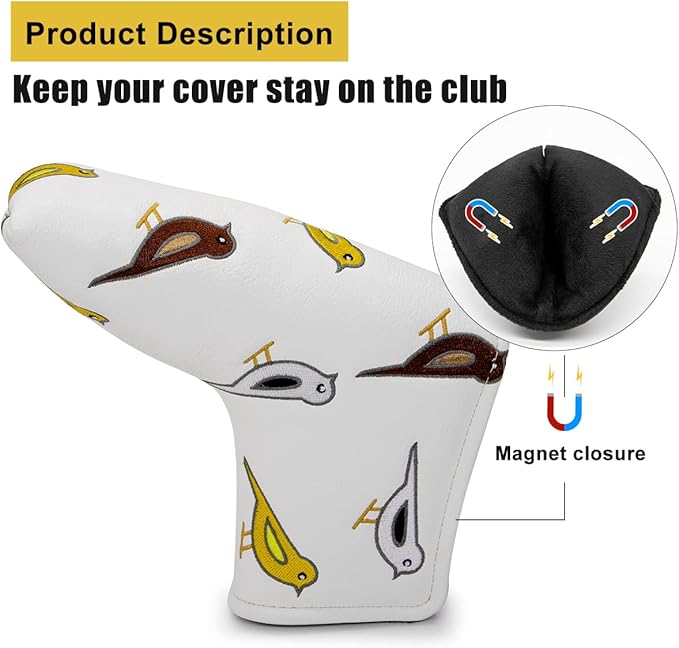 Golf Club Head Covers Birdie Driver Headcovers Fairway Wood Covers Hybrid Cover Elegant Embroidery Premium Leather Golf Mallet Blade Putter Cover