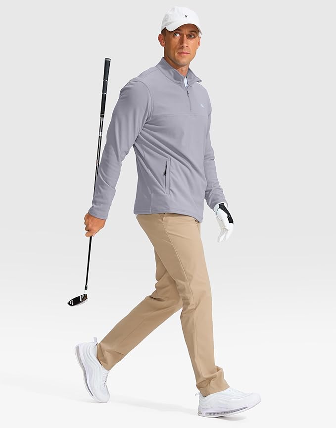 Pudolla Men's Quarter Zip Pullover with 2 Pockets Fleece Warm Soft Golf Sweatshirts for Athletic Workout Running
