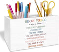 Boho Classroom Decor Pen Holder for Desk, Inspirational Pencil Organizer, Before You Go Be Sure to Know Positive Wooden Box Sign Desk Decor for Classroom Kids Room Decoration