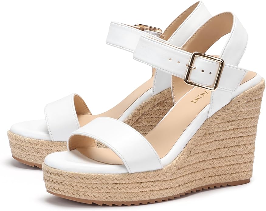 VICKI·VICKI Wedges for Women Platform Sandals Wedge Heels for Sandals Comfortable Summer Espadrille Shoes Ankle Strap&Open Toe