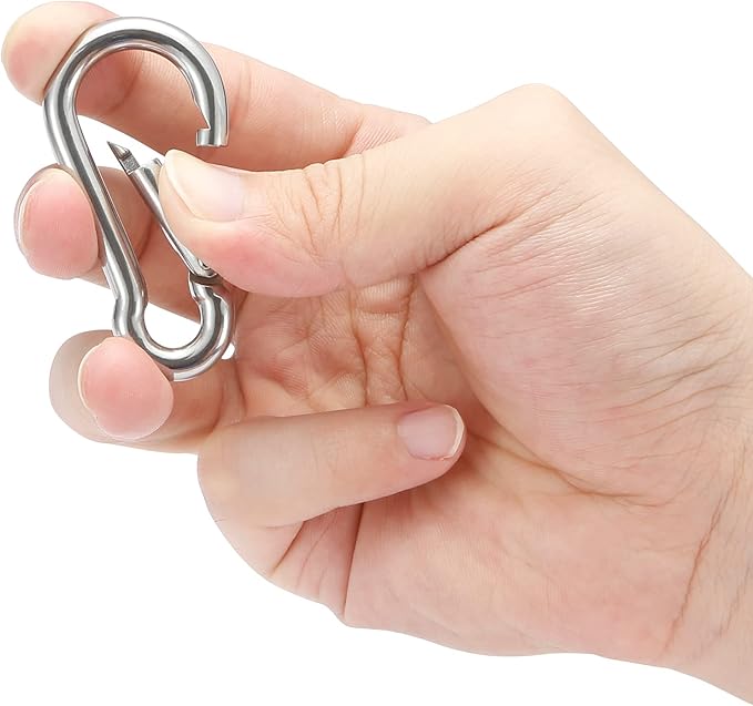 sprookber Stainless Steel Spring Snap Hook Carabiner - 304 Stainless Steel Clips, Set of 6