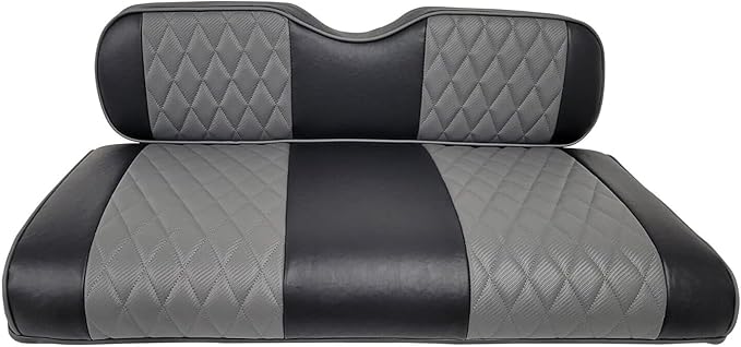 Huskey Parts Company 2PCS Charcoal Gray Golf Cart Front Seat Cover Diamond Stitching for EZGO RXV 2008-UP, Marine Grade Vinyl, Custom Fit, Staple On