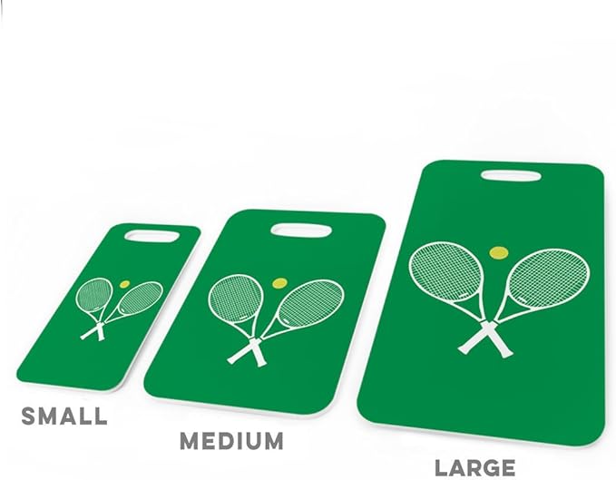 ChalkTalkSPORTS Tennis Luggage & Bag Tag | Crossed Tennis Rackets | Custom Info on Back | Large | Green