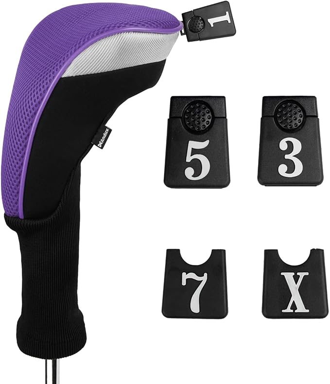Andux 4pcs/Set Mesh Golf 460cc Driver Fairway Wood Club Head Covers Long Neck with No. Tags